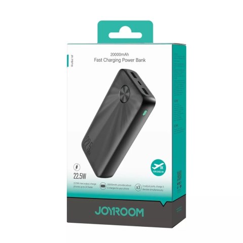 Joyroom Powerbank Joyroom 20000mAh USB-C USB-A 22.5W - Czarny Joyroom Powerbank Joyroom 20000mAh USB-C USB-A 22.5W - Czarny
