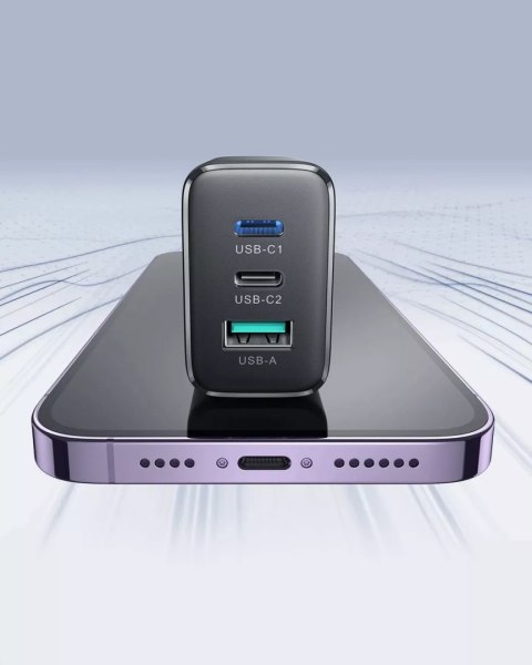 Joyroom Szybka ładowarka Joyroom 2x USB-C USB-A 32W - Czarna Joyroom Szybka ładowarka Joyroom 2x USB-C USB-A 32W - Czarna