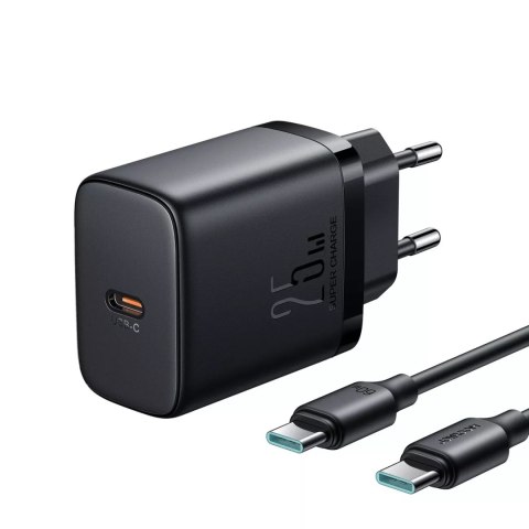 Joyroom Szybka ładowarka Joyroom do 25W + Kabel USB-C / USB-C 1m - Czarna Joyroom Szybka ładowarka Joyroom do 25W + Kabel USB-C / USB-C 1m - Czarna