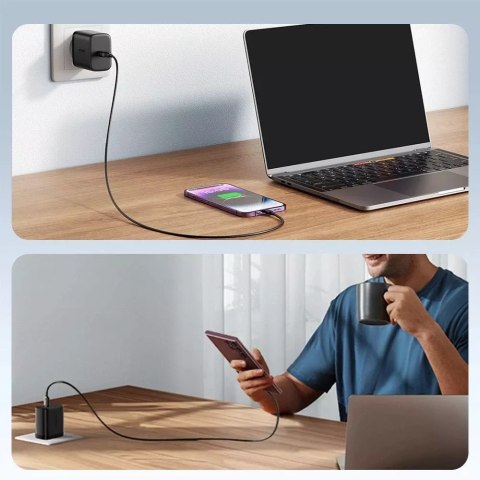 Joyroom Szybka ładowarka Joyroom do 25W + Kabel USB-C / USB-C 1m - Czarna Joyroom Szybka ładowarka Joyroom do 25W + Kabel USB-C / USB-C 1m - Czarna