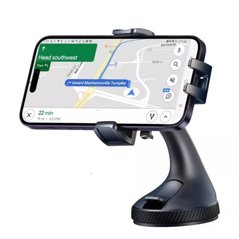 Joyroom Uchwyt samochodowy Joyroom zaciskowy na telefon na szybę - czarny Joyroom Uchwyt samochodowy Joyroom zaciskowy na telefon na szybę - czarny