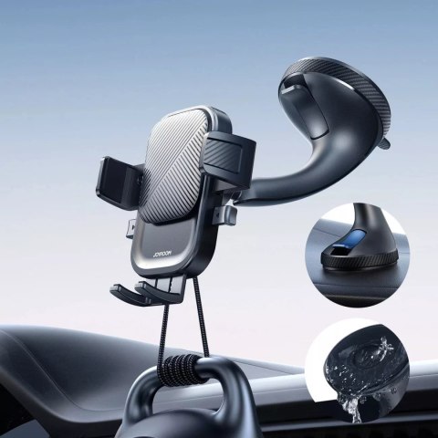 Joyroom Uchwyt samochodowy Joyroom zaciskowy na telefon na szybę - czarny Joyroom Uchwyt samochodowy Joyroom zaciskowy na telefon na szybę - czarny