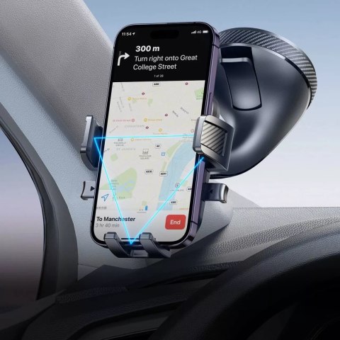 Joyroom Uchwyt samochodowy Joyroom zaciskowy na telefon na szybę - czarny Joyroom Uchwyt samochodowy Joyroom zaciskowy na telefon na szybę - czarny