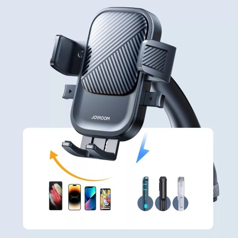 Joyroom Uchwyt samochodowy Joyroom zaciskowy na telefon na szybę - czarny Joyroom Uchwyt samochodowy Joyroom zaciskowy na telefon na szybę - czarny