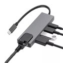 4kom.pl Ecobox Adapter Dex Typ-C HDMI + USB + RJ45 + Typ-C Srebrny