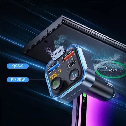 4kom.pl Ecobox FM Transmiter Bluetooth 2xUSB + Typ-C 2.4A 20W Czarny 4kom.pl Ecobox FM Transmiter Bluetooth 2xUSB + Typ-C 2.4A 20W Czarny