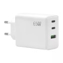 4kom.pl Ecobox Ładowarka Sieciowa USB + 2xTyp-C 65W PD + PPS Biała