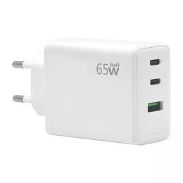 4kom.pl Ecobox Ładowarka Sieciowa USB + 2xTyp-C 65W PD + PPS Biała