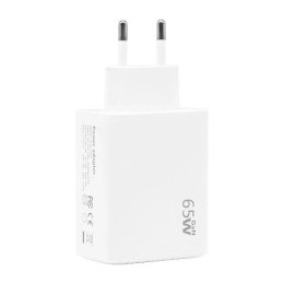4kom.pl Ecobox Ładowarka Sieciowa USB + 2xTyp-C 65W PD + PPS Biała