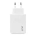 4kom.pl Ecobox Ładowarka Sieciowa USB + 2xTyp-C 65W PD + PPS Biała
