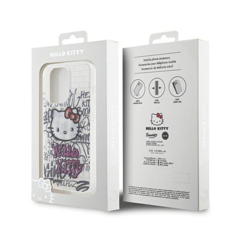 Hello Kitty IML Kitty On Bricks Graffiti - Etui iPhone 15 Pro Max (biały) Hello Kitty IML Kitty On Bricks Graffiti - Etui iPhone 15 Pro Max (biały)