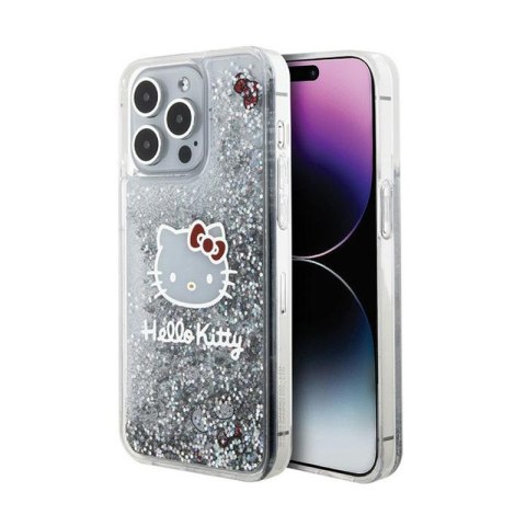 Hello Kitty Liquid Glitter Charms Kitty Head - Etui iPhone 15 Pro Max (srebrny) Hello Kitty Liquid Glitter Charms Kitty Head - Etui iPhone 15 Pro Max (srebrny)
