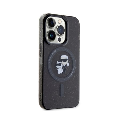 Karl Lagerfeld Karl & Choupette Glitter Magsafe - Etui iPhone 15 Pro (czarny) Karl Lagerfeld Karl & Choupette Glitter Magsafe - Etui iPhone 15 Pro (czarny)