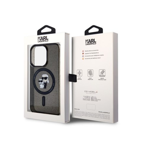 Karl Lagerfeld Karl & Choupette Glitter Magsafe - Etui iPhone 15 Pro (czarny) Karl Lagerfeld Karl & Choupette Glitter Magsafe - Etui iPhone 15 Pro (czarny)