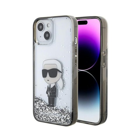 Karl Lagerfeld Liquid Glitter Ikonik - Etui iPhone 15 (przezroczysty) Karl Lagerfeld Liquid Glitter Ikonik - Etui iPhone 15 (przezroczysty)