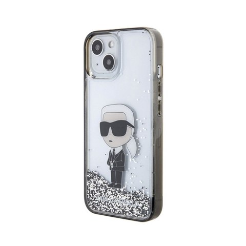 Karl Lagerfeld Liquid Glitter Ikonik - Etui iPhone 15 (przezroczysty) Karl Lagerfeld Liquid Glitter Ikonik - Etui iPhone 15 (przezroczysty)