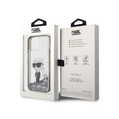 Karl Lagerfeld Liquid Glitter Ikonik - Etui iPhone 15 (przezroczysty) Karl Lagerfeld Liquid Glitter Ikonik - Etui iPhone 15 (przezroczysty)