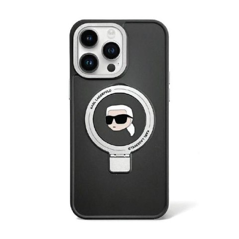 Karl Lagerfeld Ring Stand Karl Head MagSafe - Etui iPhone 15 (czarny) Karl Lagerfeld Ring Stand Karl Head MagSafe - Etui iPhone 15 (czarny)