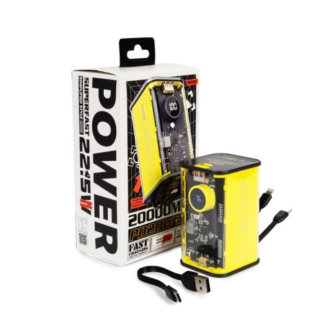 WEKOME WP-347 Vanguard Series - Power bank 20000 mAh Super Fast Charging z wbudowanym kablem USB-C PD 20W & Lightning + USB-A QC WEKOME WP-347 Vanguard Series - Power bank 20000 mAh Super Fast Charging z wbudowanym kablem USB-C PD 20W & Lightning + USB-A QC