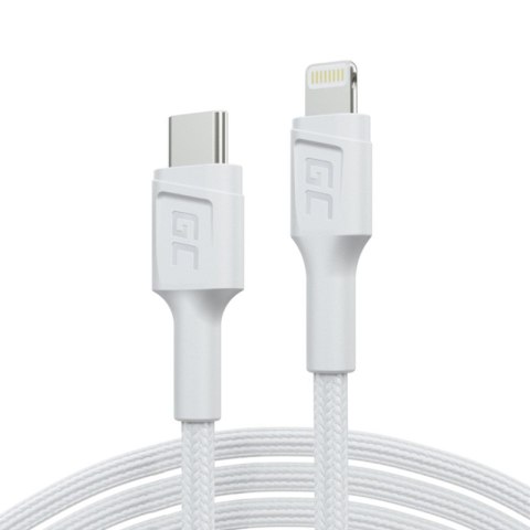 Green Cell PowerStream - Kabel Przewód USB-C - Lightning 100 cm Power Delivery certyfikat Apple MFi (biały) Green Cell PowerStream - Kabel Przewód USB-C - Lightning 100 cm Power Delivery certyfikat Apple MFi (biały)