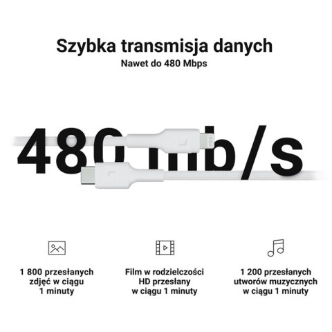 Green Cell PowerStream - Kabel Przewód USB-C - Lightning 100 cm Power Delivery certyfikat Apple MFi (biały) Green Cell PowerStream - Kabel Przewód USB-C - Lightning 100 cm Power Delivery certyfikat Apple MFi (biały)