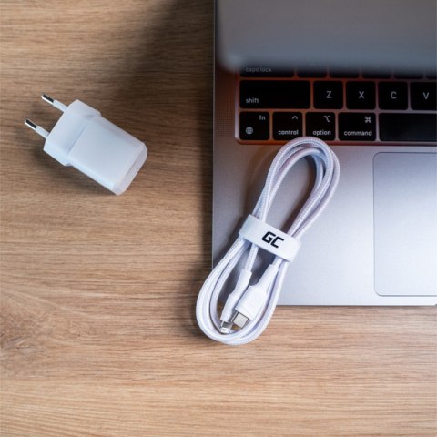 Green Cell PowerStream - Kabel Przewód USB-C - Lightning 100 cm Power Delivery certyfikat Apple MFi (biały) Green Cell PowerStream - Kabel Przewód USB-C - Lightning 100 cm Power Delivery certyfikat Apple MFi (biały)