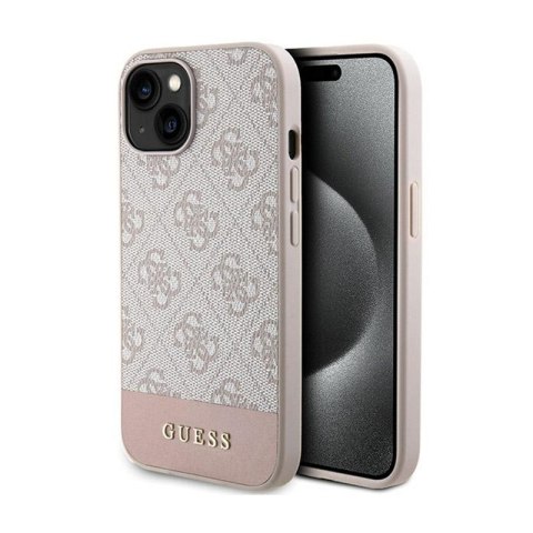 Guess 4G Bottom Stripe Collection - Etui iPhone 15 (różowy) Guess 4G Bottom Stripe Collection - Etui iPhone 15 (różowy)