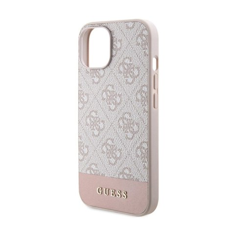 Guess 4G Bottom Stripe Collection - Etui iPhone 15 (różowy) Guess 4G Bottom Stripe Collection - Etui iPhone 15 (różowy)