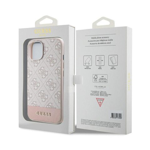 Guess 4G Bottom Stripe Collection - Etui iPhone 15 (różowy) Guess 4G Bottom Stripe Collection - Etui iPhone 15 (różowy)