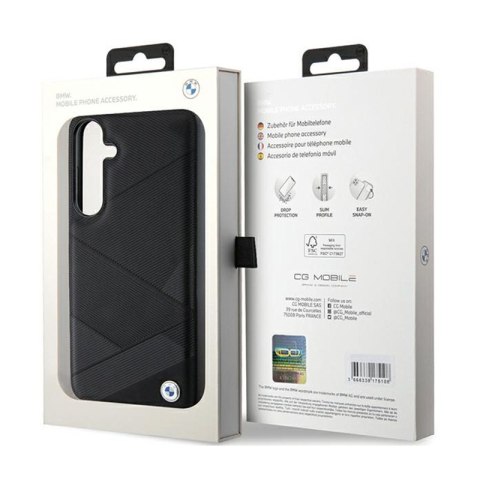 BMW Signature Leather Crossing Lines Pattern - Etui Samsung Galaxy S24+ (czarny) BMW Signature Leather Crossing Lines Pattern - Etui Samsung Galaxy S24+ (czarny)