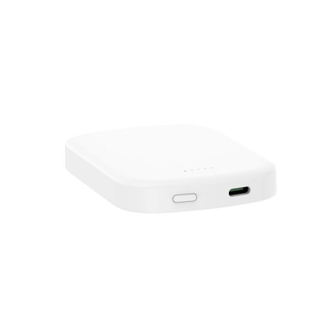 Crong MagSpot Power Bank - Bezprzewodowy power bank ultra slim z MagSafe 5000mAh, USB-C 20W PD (biały) Crong MagSpot Power Bank - Bezprzewodowy power bank ultra slim z MagSafe 5000mAh, USB-C 20W PD (biały)