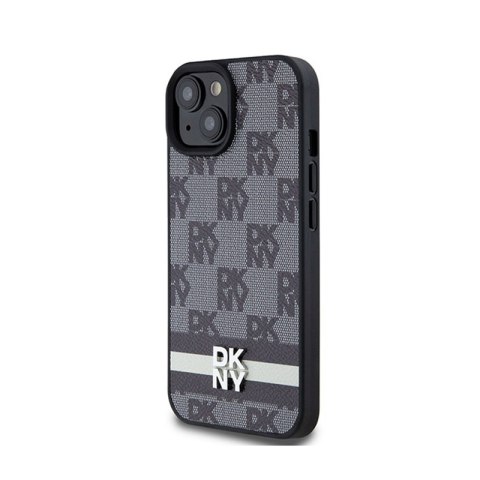 DKNY Leather Checkered Mono Pattern & Printed Stripes - Etui iPhone 15 / 14 / 13 (czarny) DKNY Leather Checkered Mono Pattern & Printed Stripes - Etui iPhone 15 / 14 / 13 (czarny)