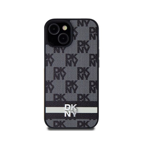 DKNY Leather Checkered Mono Pattern & Printed Stripes - Etui iPhone 15 / 14 / 13 (czarny) DKNY Leather Checkered Mono Pattern & Printed Stripes - Etui iPhone 15 / 14 / 13 (czarny)