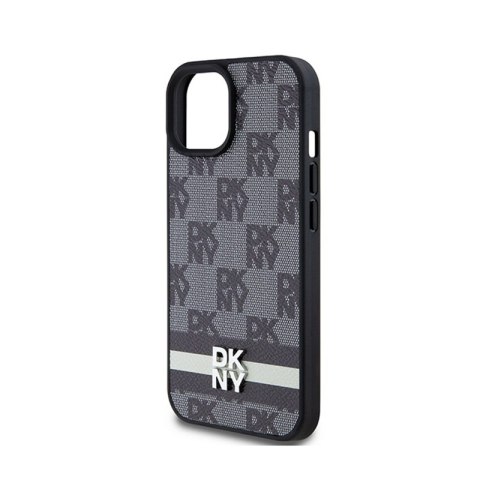 DKNY Leather Checkered Mono Pattern & Printed Stripes - Etui iPhone 15 / 14 / 13 (czarny) DKNY Leather Checkered Mono Pattern & Printed Stripes - Etui iPhone 15 / 14 / 13 (czarny)