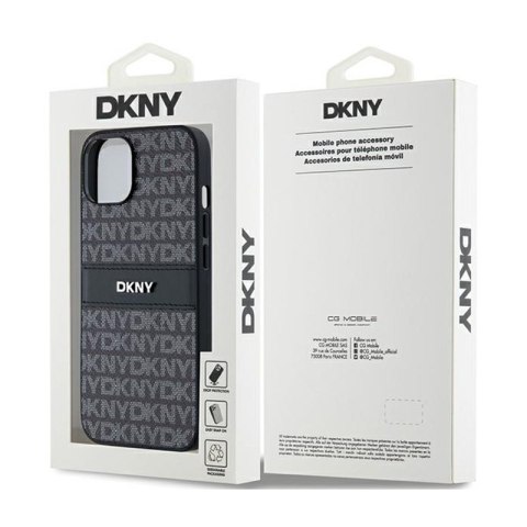 DKNY Leather Mono Stripe & Metal Logo - Etui iPhone 15 / 14 / 13 (czarny) DKNY Leather Mono Stripe & Metal Logo - Etui iPhone 15 / 14 / 13 (czarny)