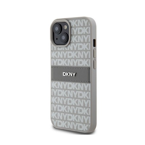 DKNY Leather Mono Stripe & Metal Logo - Etui iPhone 15 Plus / 14 Plus (beżowy) DKNY Leather Mono Stripe & Metal Logo - Etui iPhone 15 Plus / 14 Plus (beżowy)