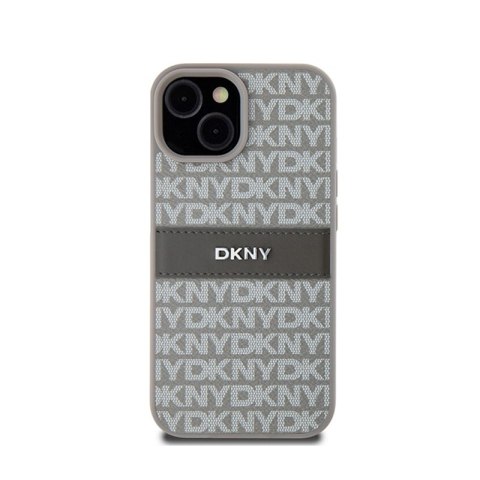 DKNY Leather Mono Stripe & Metal Logo - Etui iPhone 15 Plus / 14 Plus (beżowy) DKNY Leather Mono Stripe & Metal Logo - Etui iPhone 15 Plus / 14 Plus (beżowy)