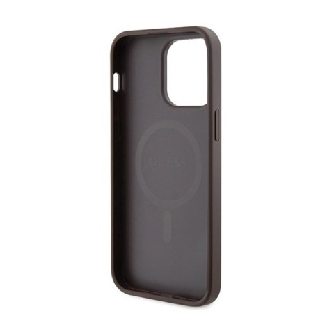 Guess 4G Collection Leather Metal Logo MagSafe - Etui iPhone 15 Pro (brązowy) Guess 4G Collection Leather Metal Logo MagSafe - Etui iPhone 15 Pro (brązowy)