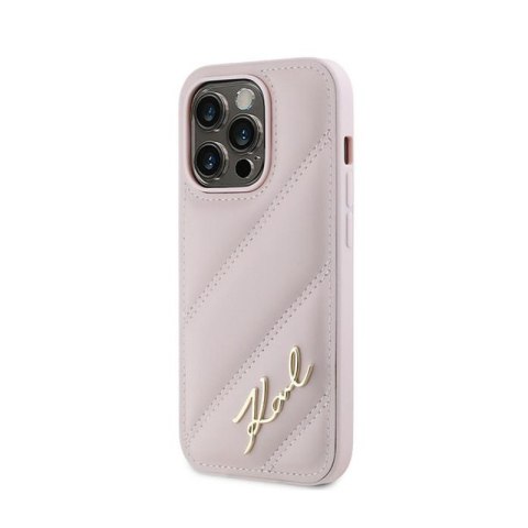 Karl Lagerfeld Diagonal Quilted Script - Etui iPhone 14 Pro (różowy) Karl Lagerfeld Diagonal Quilted Script - Etui iPhone 14 Pro (różowy)