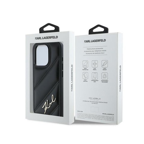 Karl Lagerfeld Diagonal Quilted Script - Etui iPhone 15 Pro Max (czarny) Karl Lagerfeld Diagonal Quilted Script - Etui iPhone 15 Pro Max (czarny)