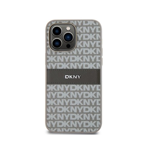 DKNY Leather Mono Stripe & Metal Logo - Etui iPhone 14 Pro Max (beżowy) DKNY Leather Mono Stripe & Metal Logo - Etui iPhone 14 Pro Max (beżowy)