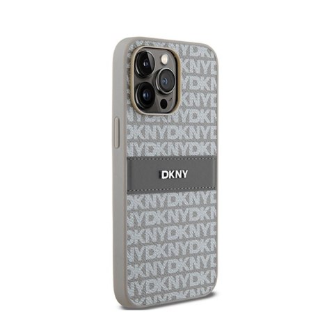 DKNY Leather Mono Stripe & Metal Logo - Etui iPhone 14 Pro Max (beżowy) DKNY Leather Mono Stripe & Metal Logo - Etui iPhone 14 Pro Max (beżowy)