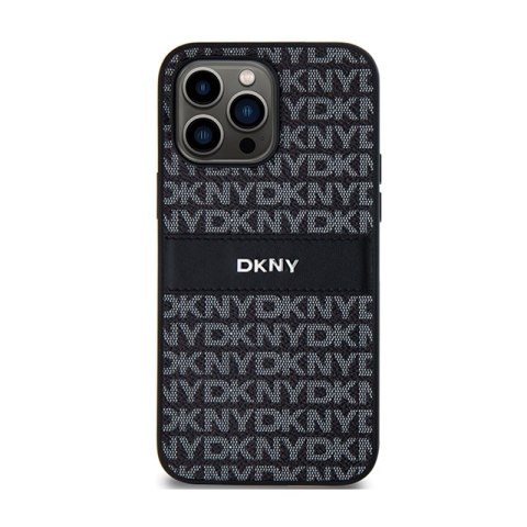DKNY Leather Mono Stripe & Metal Logo - Etui iPhone 14 Pro (czarny) DKNY Leather Mono Stripe & Metal Logo - Etui iPhone 14 Pro (czarny)