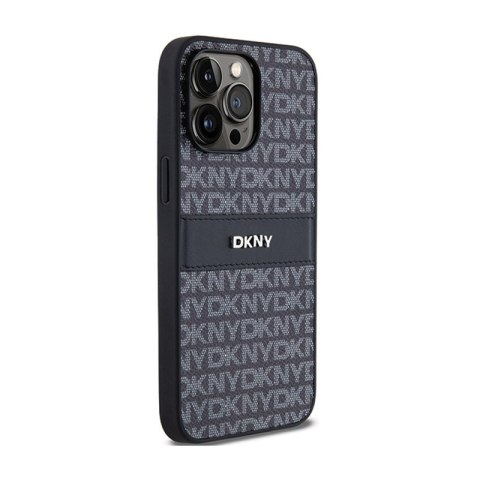 DKNY Leather Mono Stripe & Metal Logo - Etui iPhone 14 Pro (czarny) DKNY Leather Mono Stripe & Metal Logo - Etui iPhone 14 Pro (czarny)
