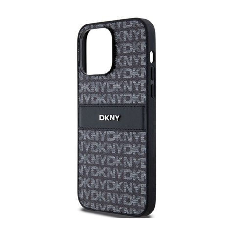 DKNY Leather Mono Stripe & Metal Logo - Etui iPhone 14 Pro (czarny) DKNY Leather Mono Stripe & Metal Logo - Etui iPhone 14 Pro (czarny)
