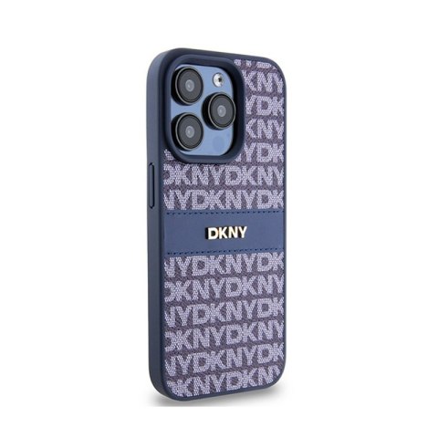 DKNY Leather Mono Stripe & Metal Logo - Etui iPhone 15 Pro (niebieski) DKNY Leather Mono Stripe & Metal Logo - Etui iPhone 15 Pro (niebieski)