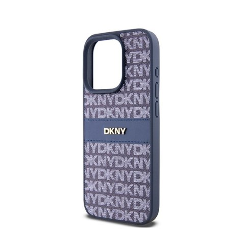DKNY Leather Mono Stripe & Metal Logo - Etui iPhone 15 Pro (niebieski) DKNY Leather Mono Stripe & Metal Logo - Etui iPhone 15 Pro (niebieski)