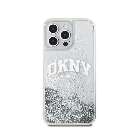 DKNY Liquid Glitter Big Logo - Etui iPhone 15 Pro (biały) DKNY Liquid Glitter Big Logo - Etui iPhone 15 Pro (biały)
