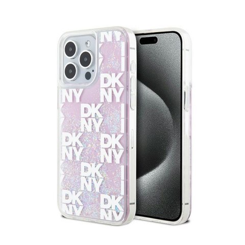 DKNY Liquid Glitter Multilogo - Etui iPhone 15 Pro Max (różowy) DKNY Liquid Glitter Multilogo - Etui iPhone 15 Pro Max (różowy)