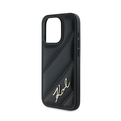 Karl Lagerfeld Diagonal Quilted Script - Etui iPhone 15 Pro (czarny) Karl Lagerfeld Diagonal Quilted Script - Etui iPhone 15 Pro (czarny)